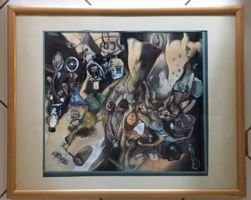 Mischtechnik "Maskenfall" von Saajid Zandolini 1977