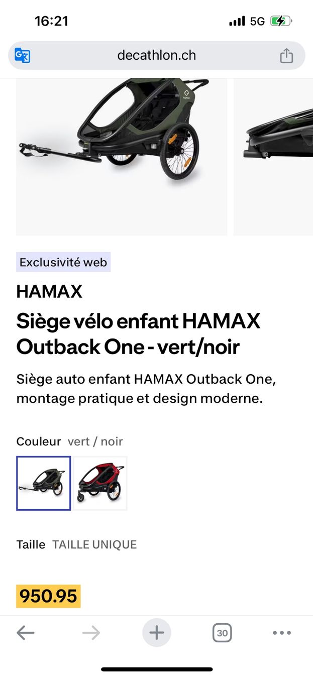Hamax Rimorchi: Remorque enfant hamax outback - bike trailer – Usato da ATTALENS venduto da HDT123 7