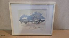 Original Aquarell-Malerei, Winterlandschaft 25cmx33cm