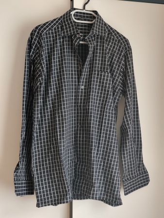 Herrenhemd, Grösse 40, Schwarz/Weiss Kariert