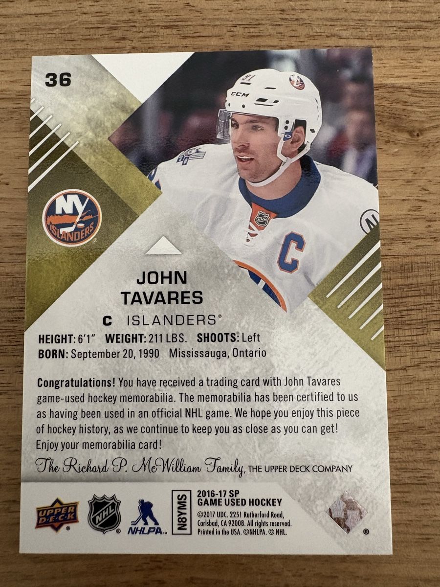 NHL Sammelbilder & Trading cards: Game Jersey Card John Tavares – Neu (gemäss Beschreibung) aus Uttigen von Brainbug 1