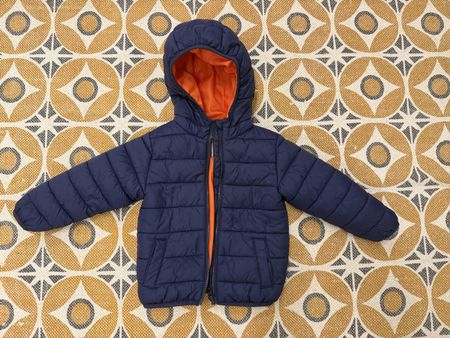 Kinder Steppjacke Grösse 86 Dunkelblau mit Dinosaurier Motiv