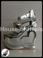 Escarpins Sandales 35 talon 15cm plateforme 7cm chrome