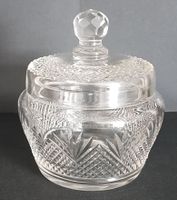Antike Bonbon Behälter mit Deckel Glas Fächer motiv