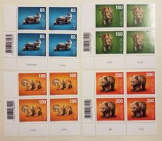 1624-27, Satz Tierbabys postfrisch im 4-Block mit Tabs