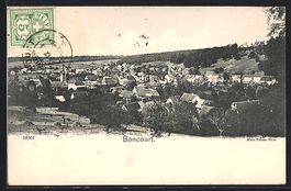 AK Boncourt, Teilansicht mit Kirche