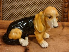 Vintage Basset Hound – Keramik Hundefigur ca. 20 cm