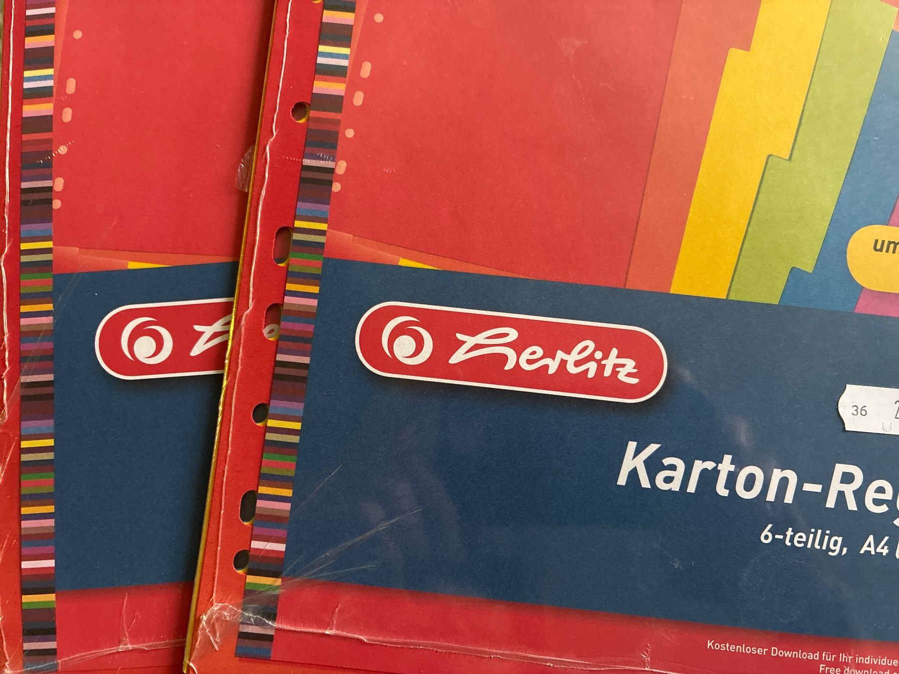 Herlitz Raccoglitori: 2 x Herlitz Karton-Register 6-teilig A4 neu! – Nuovo e nell'imballaggio originale da Oberrüti venduto da Jomaru