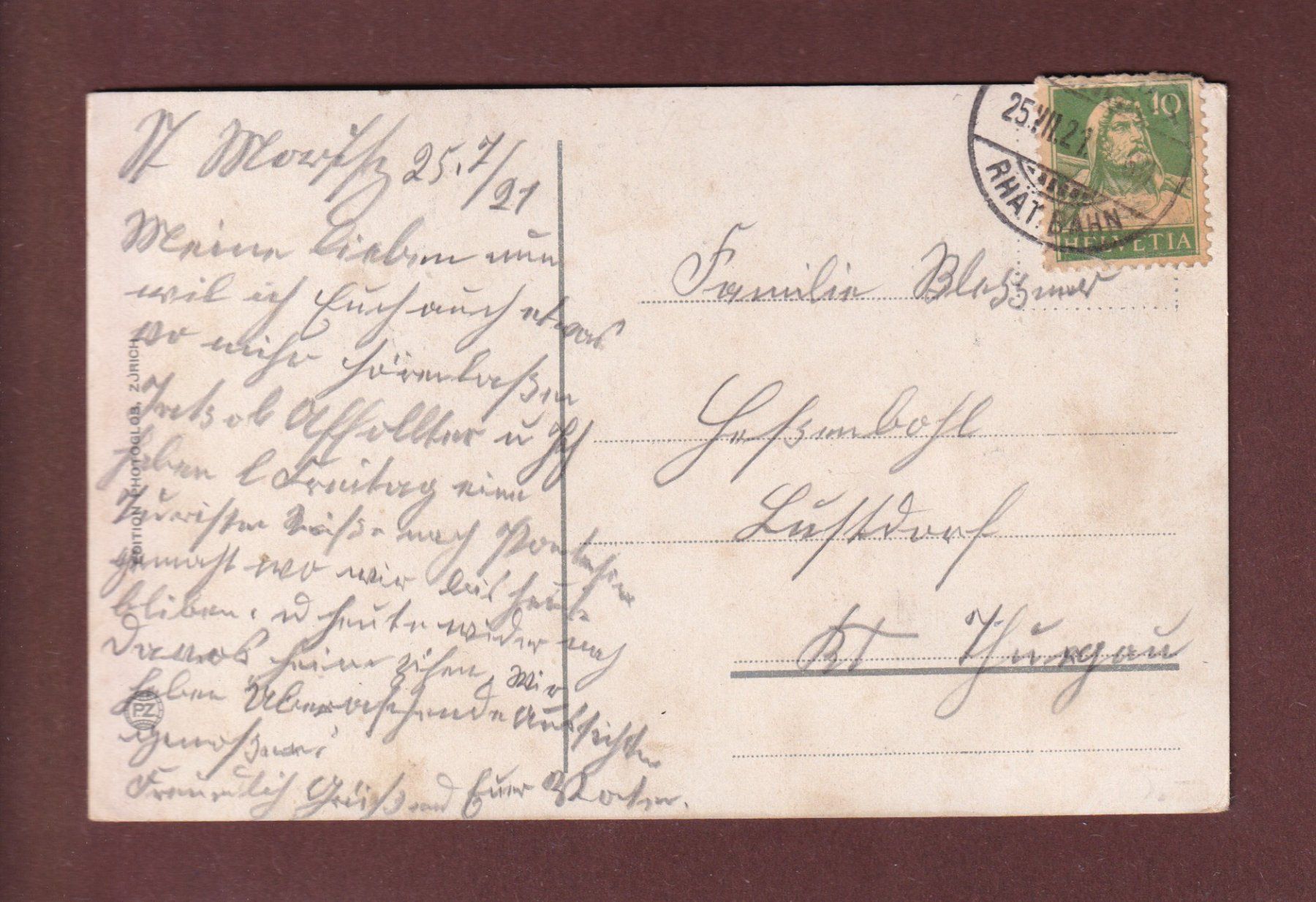 Cartoline postali: ST. MORITZ-DORF und BAD - 1921 – Usato da Pully venduto da nicecards-shop 1