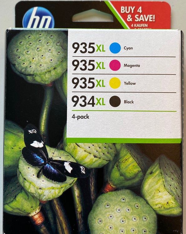 HP 934 Multipack Original Druckerpatronen – 4er Set Schwarz, Cyan, Magenta, Gelb