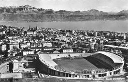 Lausanne (VD) – Olympiastadion und Stadt- und Seeblick