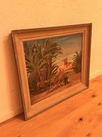 Ölgemälde Wüstenlandschaft mit Esel, gerahmt, Top Zustand