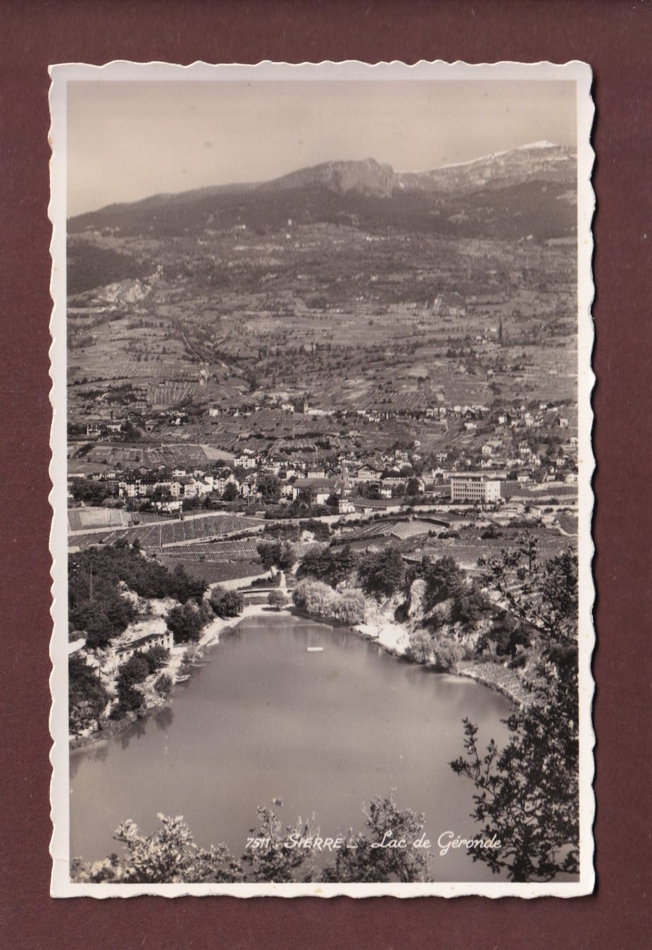 Cartoline postali: SIERRE - Lac de Géronde - 1944 – Usato da Pully venduto da nicecards-shop