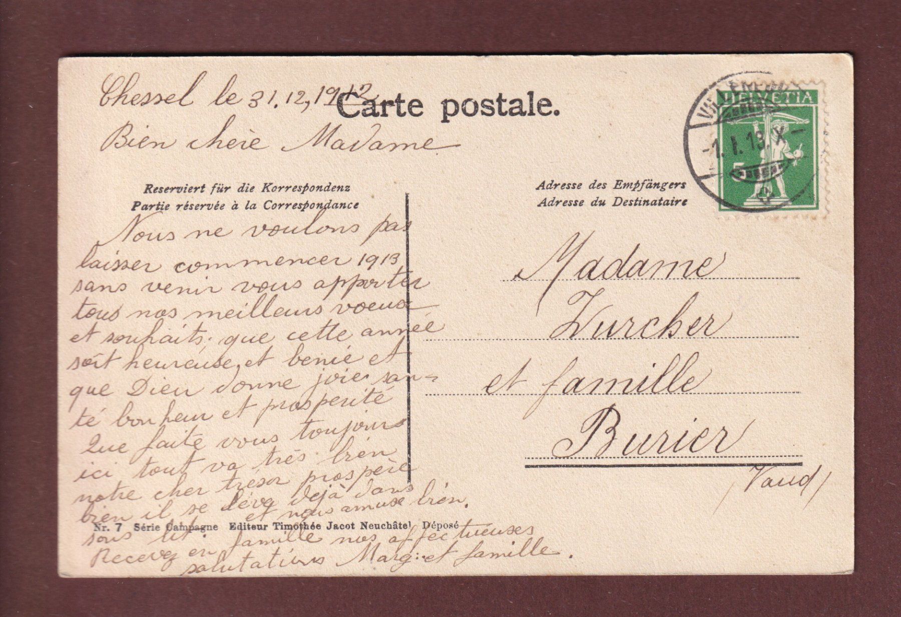 Cartoline postali: CHILLON - Fleurs et 3 images - 1913 – Usato da Pully venduto da nicecards 1