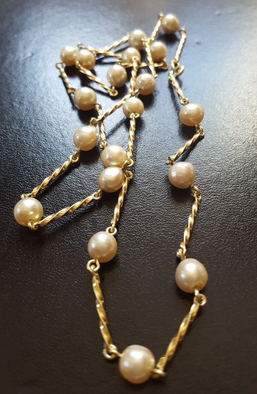 Catenine: Massiv 585 Gold Kette mit Perlen – Usato da Wald ZH venduto da Aniade 2