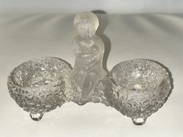Klares Glas Saliere ( Salz und Pfeffer)mit Figur