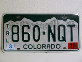 USA Nummernschild License Plate COLORADO 860-NQT (Trailer)