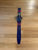 Wanduhr Swatch Maxi Design blau guter Zustand