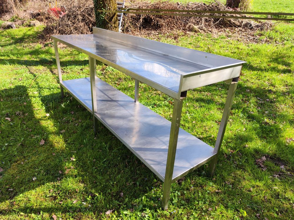 Royal Catering Edelstahl Arbeitstisch – 200×60 Cm, Mit Aufkantung, Belastbar Bis 400 Kg