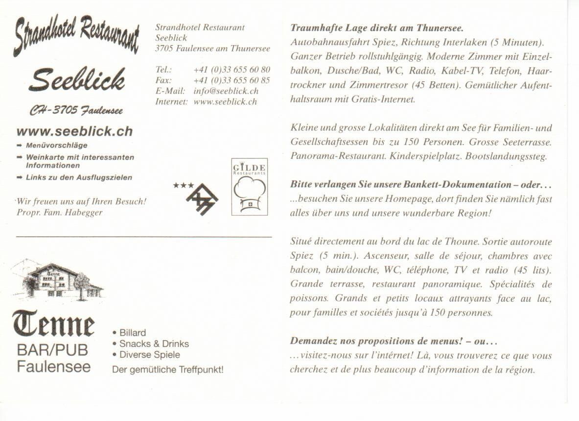 Cartoline postali: Restaurant Seeblick Faulensee – Usato da Wolhusen venduto da Curver9 1