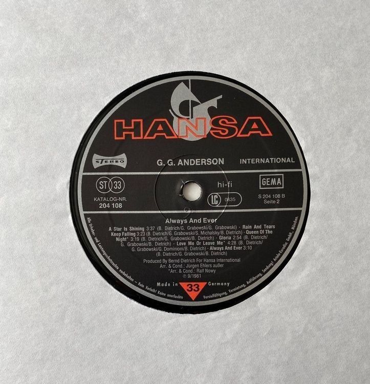 Dischi in vinile: G.G. Anderson, Always And Ever – Usato da Flums venduto da Empe1 3