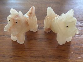 Süsses Hunde Paar, Tierfiguren aus Marmor, Handarbeit