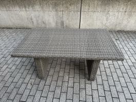 Gartentisch rattanoptik mit weisser Platte rechteckig