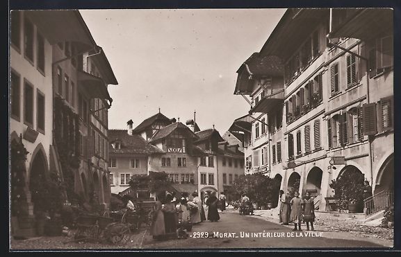 Cartoline postali: AK Morat, Un Intérieur de la Ville – Usato da Berlin venduto da bartko-reher