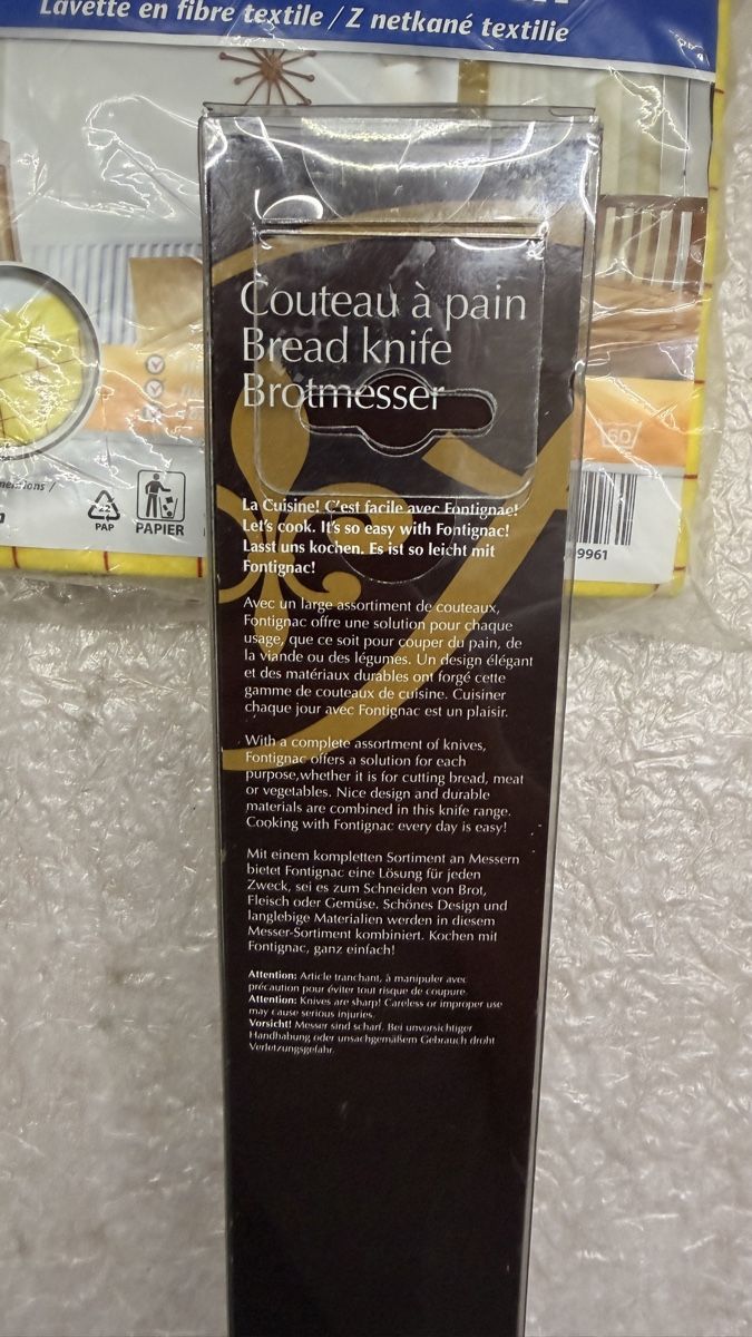Coltelli da cucina: Neues Fontignac Brotmesser & tücher, – Nuovo e nell'imballaggio originale da Rotkreuz venduto da perlengott 2