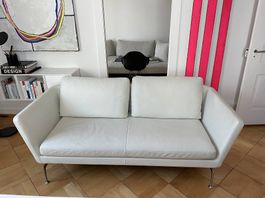 Vitra Suita 2-Sitzer Sofa – Leder, weiss, Antonio Citterio