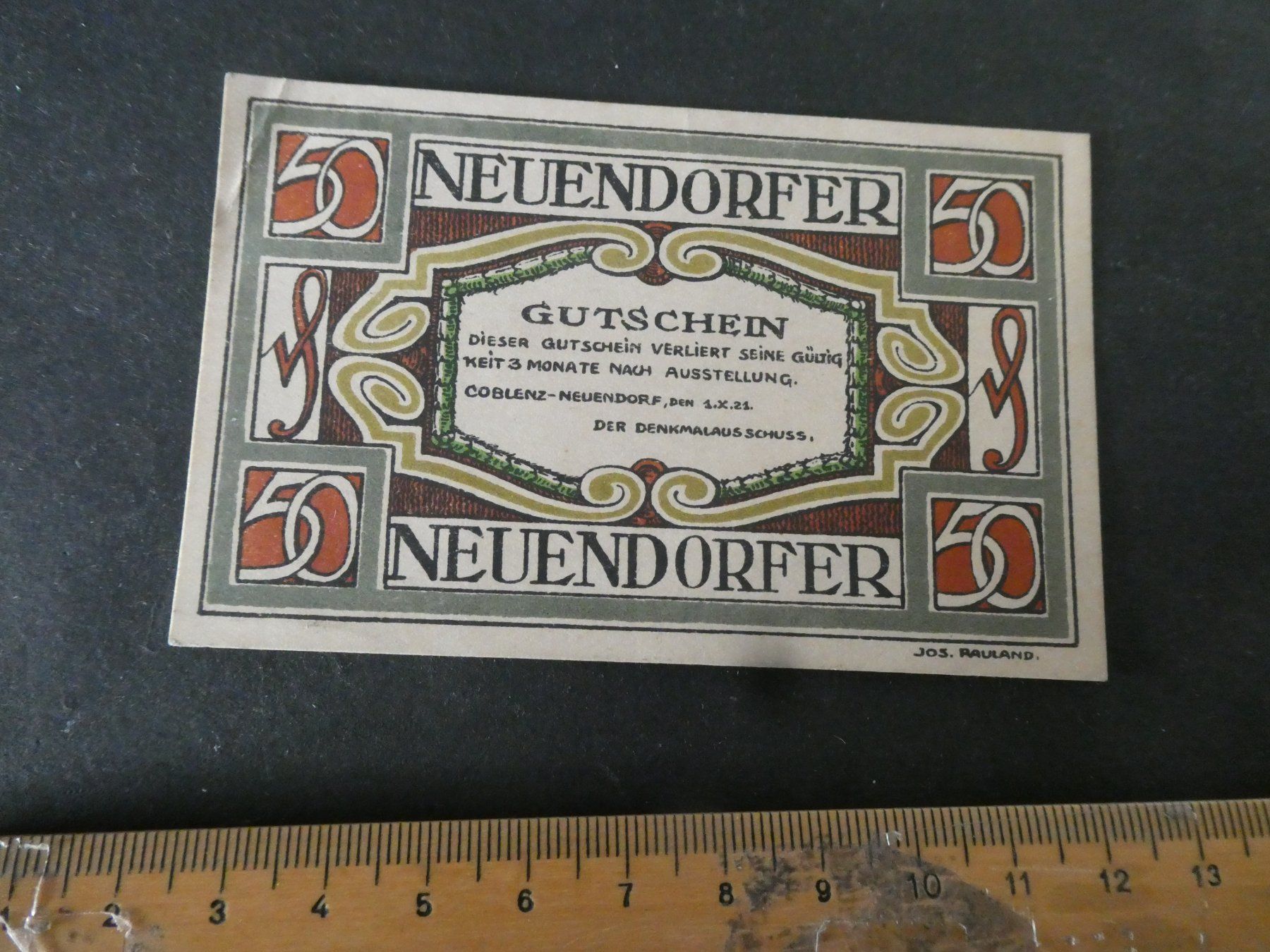 Banknoten: Dt. Reich, Coblenz-Neuendorf, Notgeldschein – Gebraucht aus Hinterforst von Rohusri