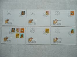 Pro Juventute 1987 6 FDC Satz & Einzelmarken SBK J302 - J306