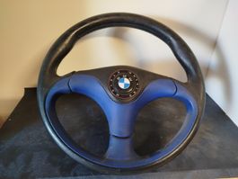 Volant BMW sport, 35cm, cuir noir/bleu, pour collectionneurs