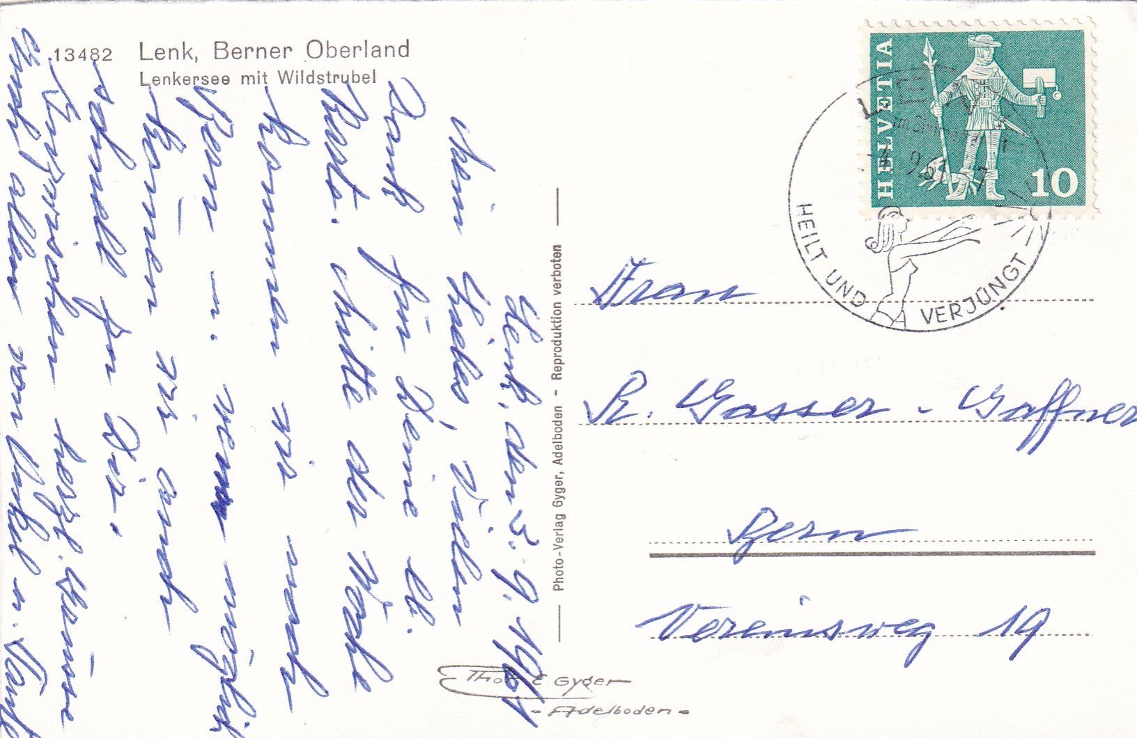 Cartoline postali: Lenk - Lenksee mit Wildstrubel /mp – Usato da Hombrechtikon venduto da Rudolf07 1