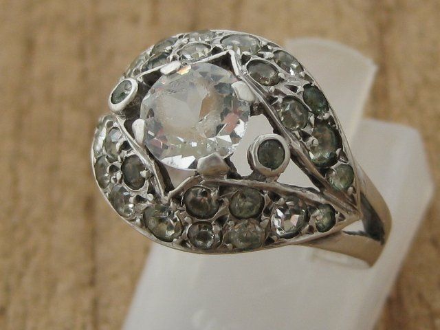 Anelli: Vintage Ring Silber 800 weisse Steinchen / Gr. 52 – Usato da Ermatingen venduto da Decovin 1