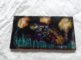 Glasplatte Kunst L 18cm/B 10cm/Dicke ca 6mm