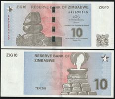 Zimbabwe 10 Zig Dollars UNC 2024