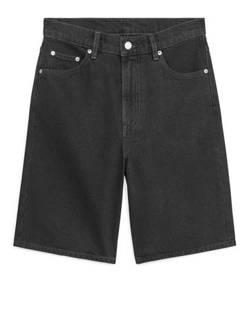 Arket high Non-Stretch Denim Shorts, dark grey, size 25