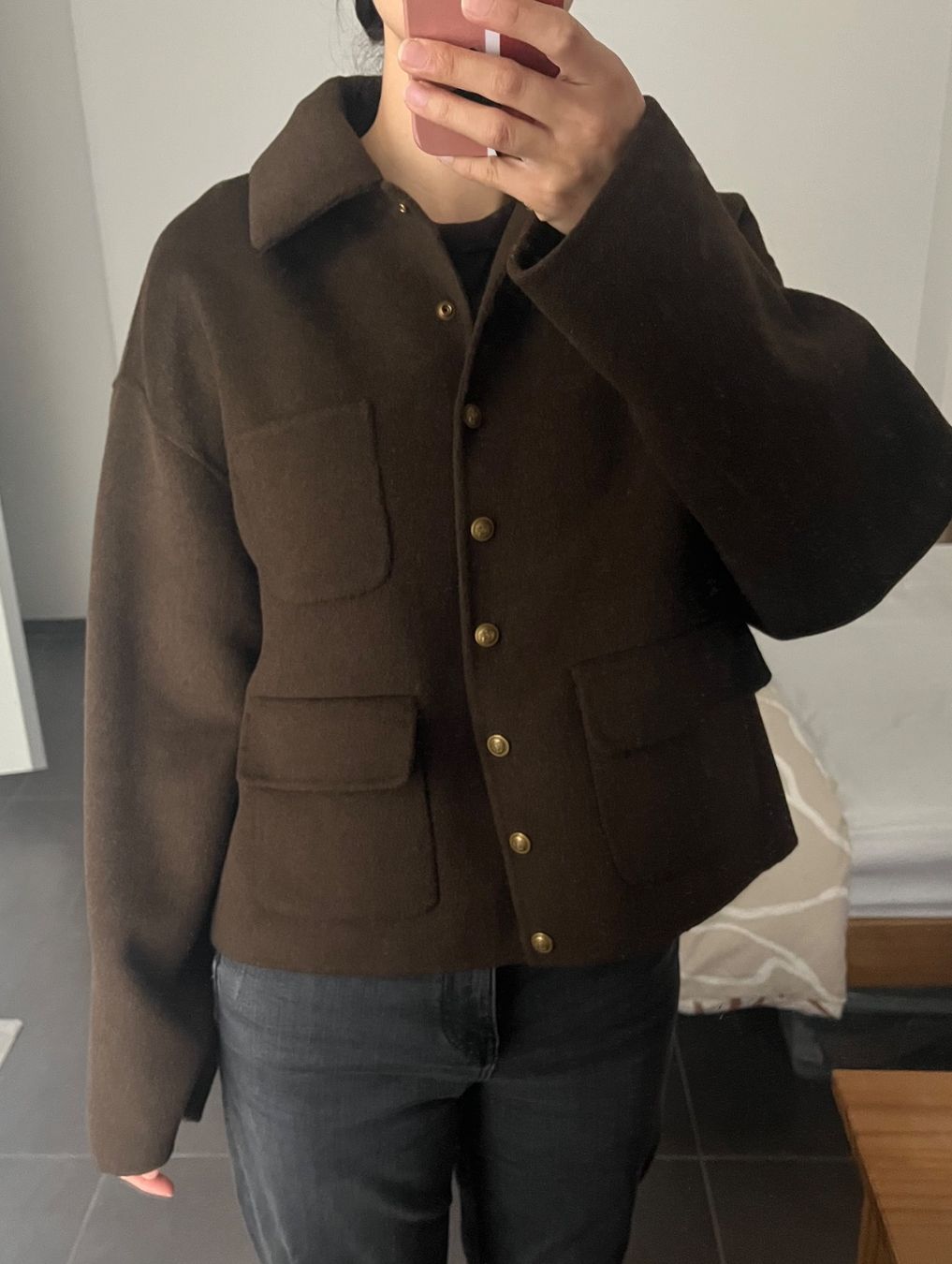 Massimo Dutti Giacche: Massimo Dutti Khaki-Brown Wool Crop/Boxy Jacket - S – Usato da Zofingen venduto da lis_7xzz