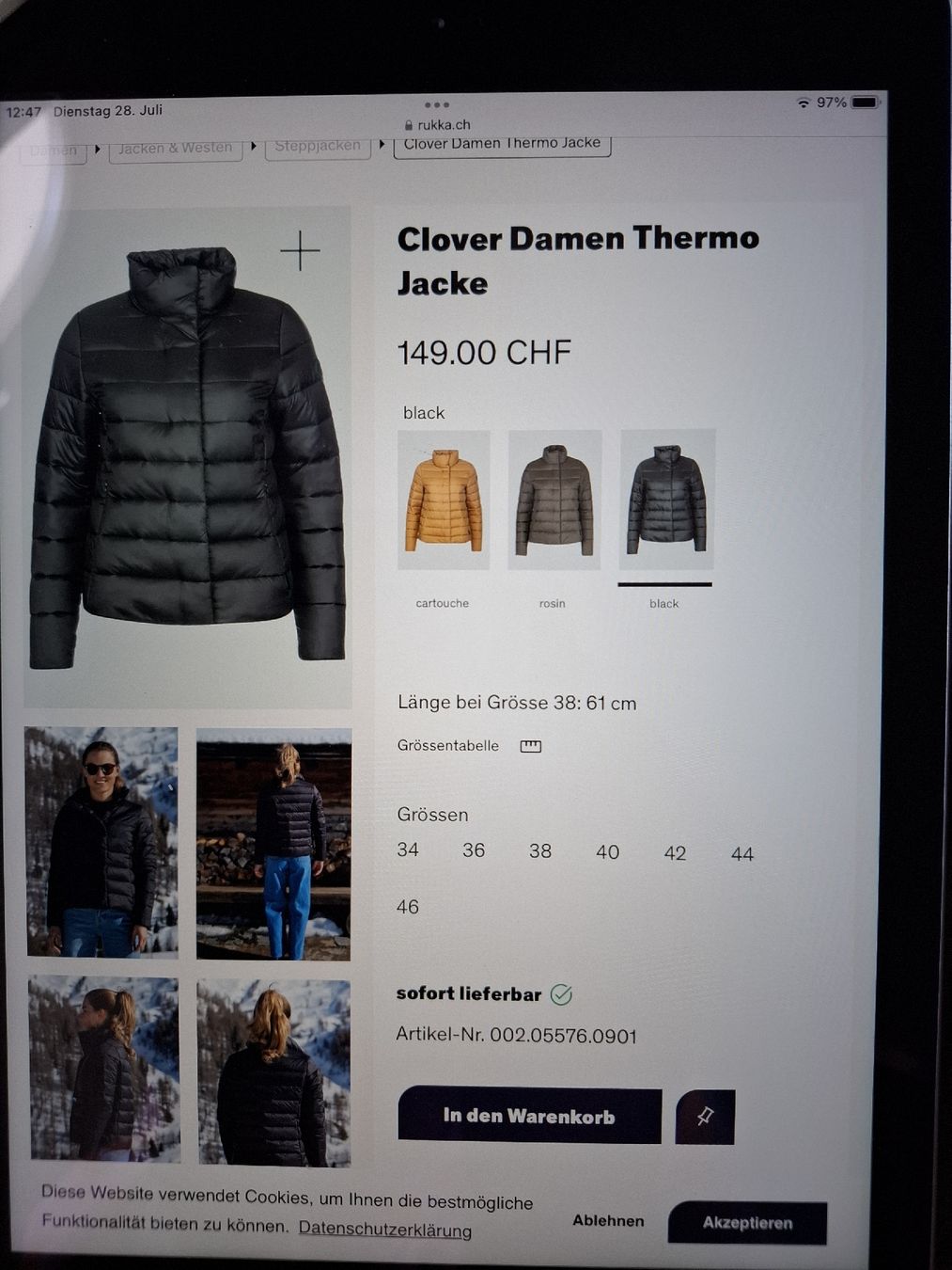 Vestes: Steppjacke Damen Grösse 40 schwarz  – Neuf (Voir description) à Arnegg par Seesicht64 3