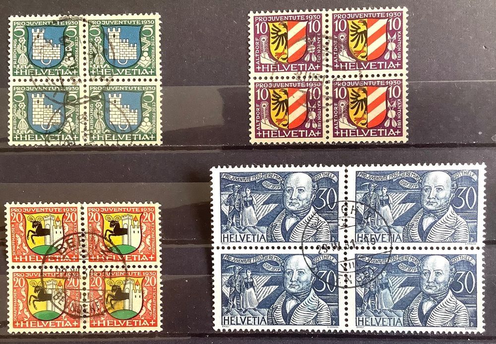 Tutti i francobolli: 1930 - Pro Juventute im Viererblöcke Gest. – Usato da Liestal venduto da Skunk02