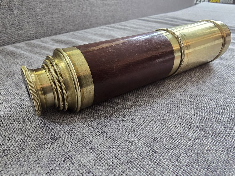 Antikes Messing-Teleskop Auf Holzstativ – Marine-Look, Verstellbar Bis 132 Cm | Deko Für Zuhause & Geschenk Für Seefans