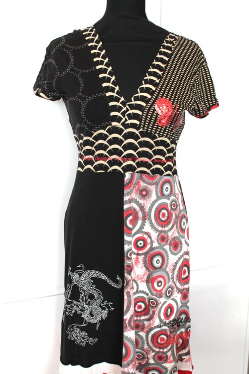Robe Desigual Occasion Taille L/40 - Coupe Moulante Grise En Viscose, Très Bon état