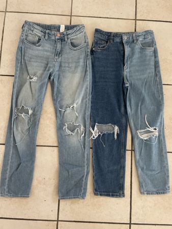 2 H&M stretch Jeans Mädchen Gr. 140 blau 