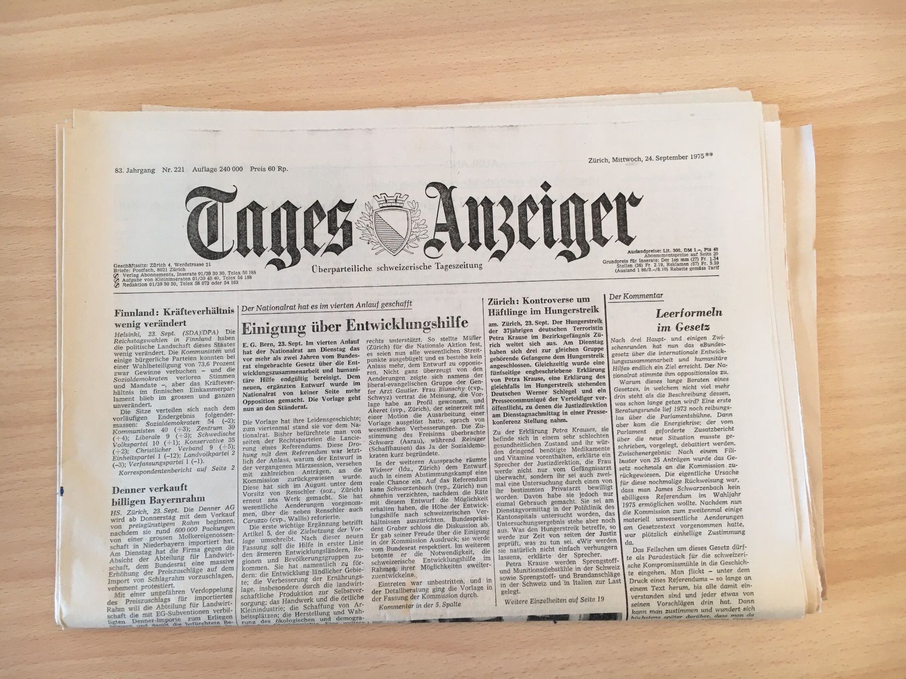 Zeitschriften & Magazine: Tagesanzeiger vom 24. September 1975 – Gebraucht aus Luzern von Jiggy_8898