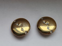 Goldene Ohrclips Pierre Lang mit Steinen, vintage