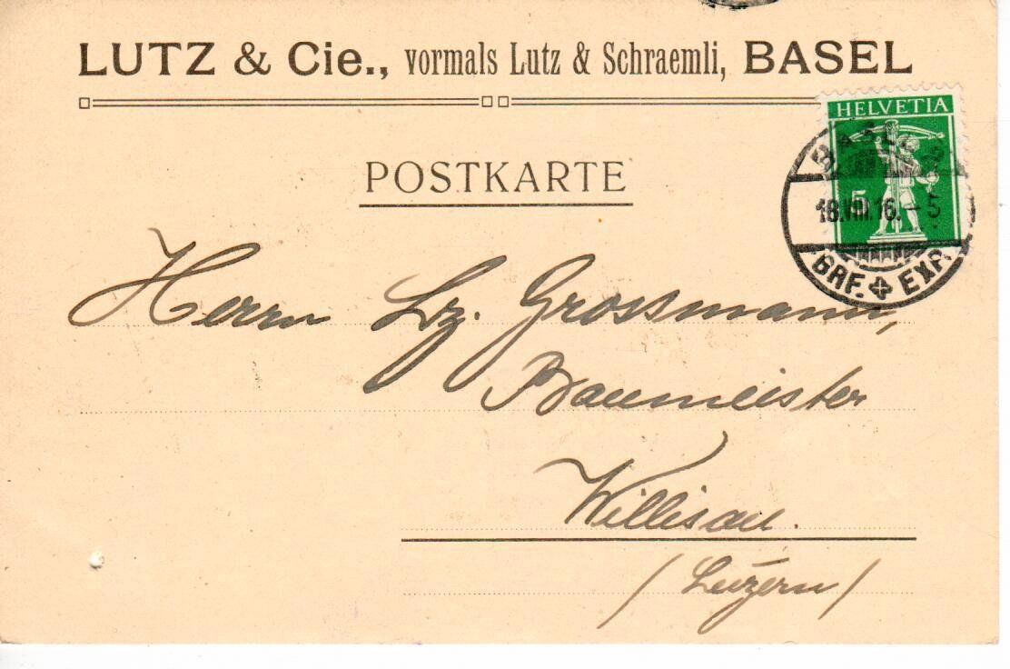 Tutti i francobolli: PK, Lutz & Cie Basel 1916 – Usato da Wolhusen venduto da Curver9