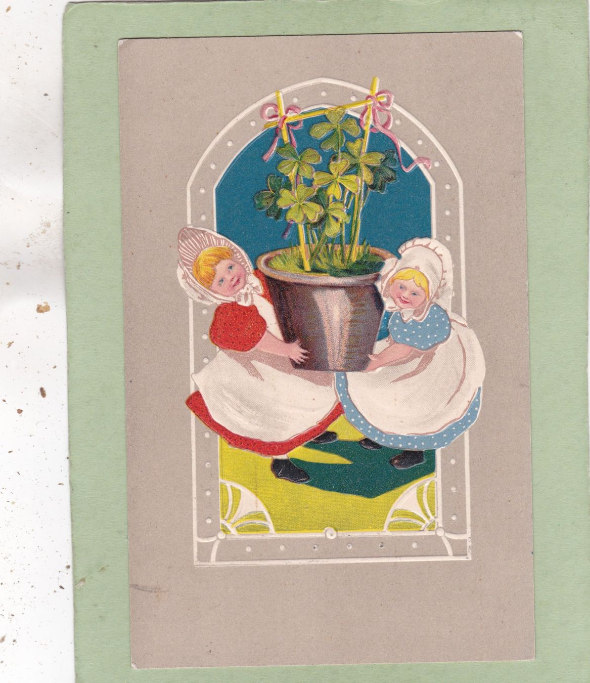 Ansichtskarten: Kitsch Kinder mit Klee Reliefkarte 1909 – Gebraucht aus Herisau von Lisegrat2008