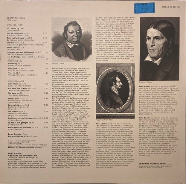 Schallplatten: Peter Schreier singt Lieder von Robert Schumann (LP) – Gebraucht aus Grüningen von azulrojo 1