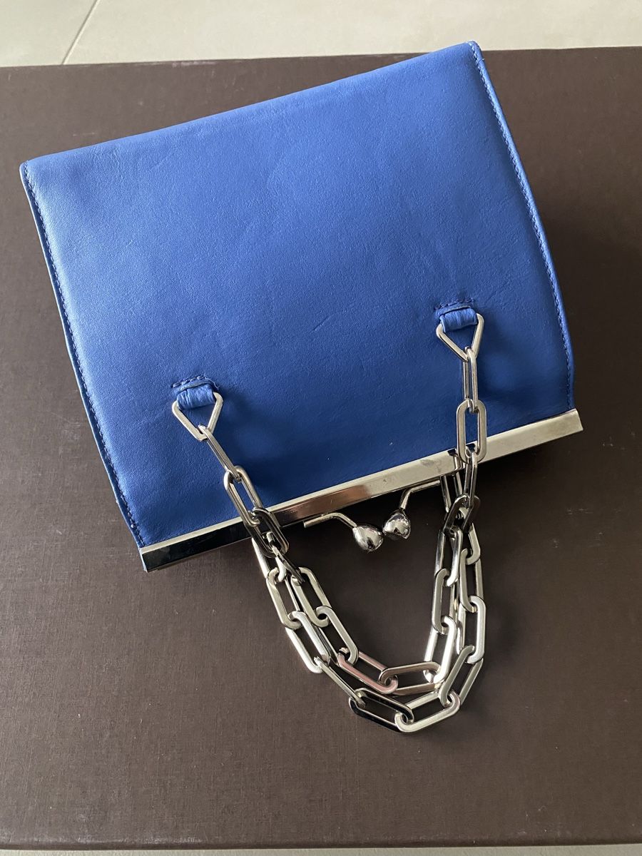 Vera Pelle Taschen für Damen: Borsa blu in vera pelle con catena – Gebraucht aus Mendrisio von SGR85 1